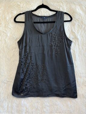 Gap Womens Y2K Whimsigoth Satin Laser Cut Tank Top Size M Black Indie Sleaze